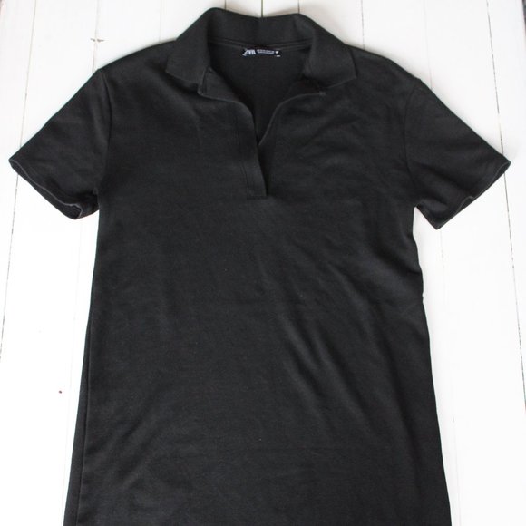 Black Short Sleeve Polo Shirt Dress - Picture 4 of 7